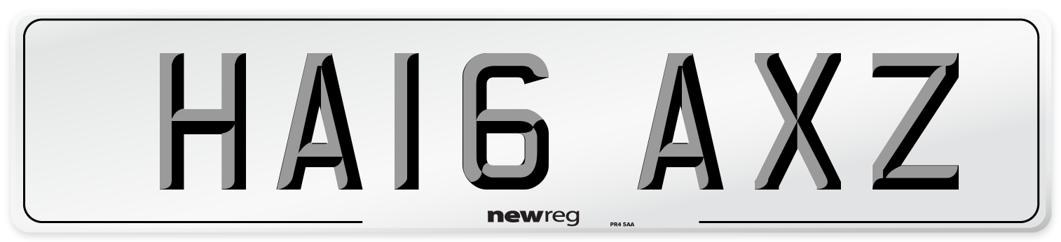 HA16 AXZ Number Plate from New Reg